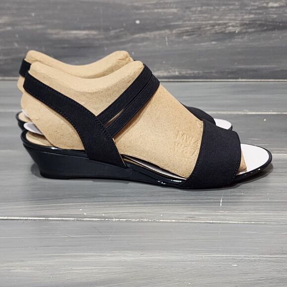 LifeStride‎ Womens Yolo Wedge Sandals Heels Soft System Navy Blue Size 7 Wide - Picture 5 of 13